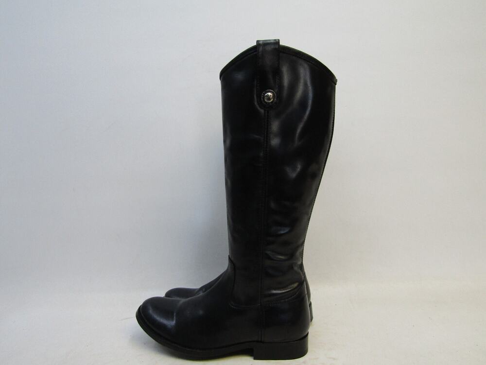 EUC Frye Womens Size 6 M Black Leather Zip Riding Fashion 13" Shaft Boots